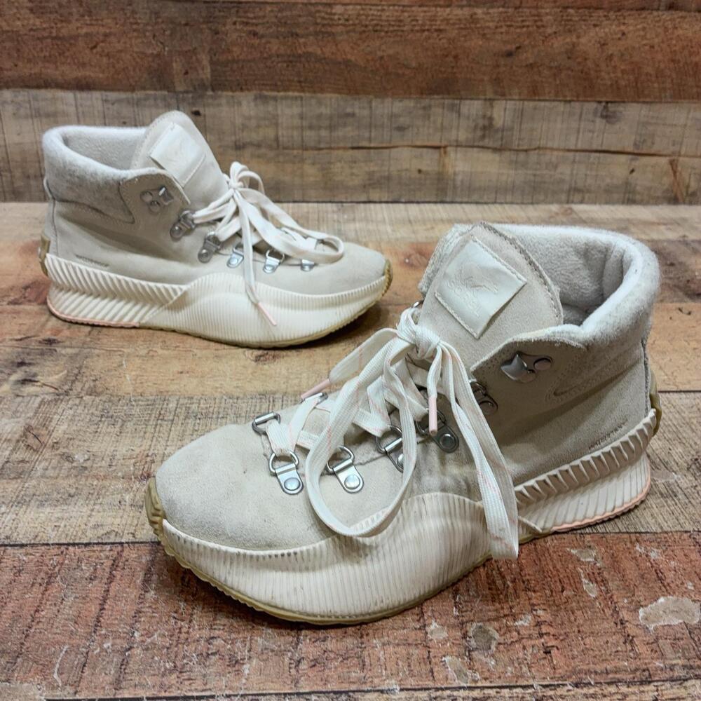 Sorel NL4435-191 Snow Boots Womens Size 7.5 38.5 White Suede Ankle Winter